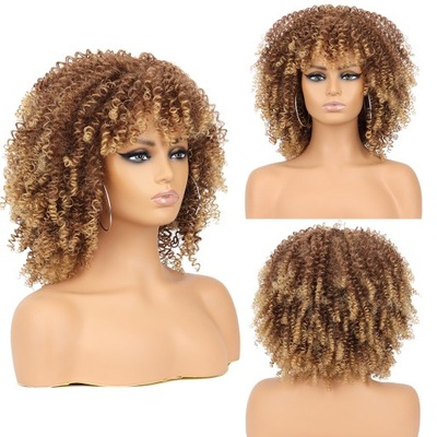 Cosplay wig WERD blond kręcone peruki Afro dla cz