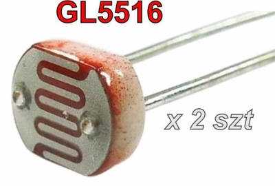 FOTOREZYSTOR GL5516 CZUJNIK OPTYCZNY ŚWIATŁA 5mm 5-10k/0,5M Arduino x 2szt