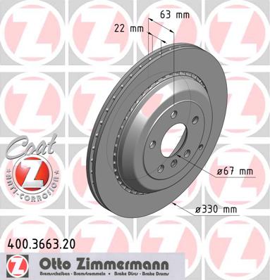 ZIMMERMANN MERCEDES ML W164 330MM DISKĄ GAL. 400.3663.20 