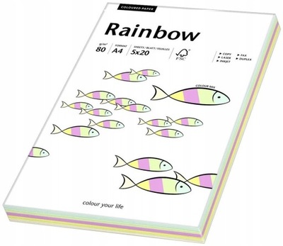 Papier ksero A4 80g mix pastelowy 100ark RAINBOW