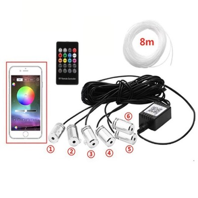 8M CABLE DE FIBRA ÓPTICA WIRE AMBIENT DIODO LUMINOSO LED RGB SMART APP CONTROL REMOTO  