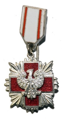 Krzyż srebrny Polski Czerwony Krzyż PCK miniatura PRL na szpilkę