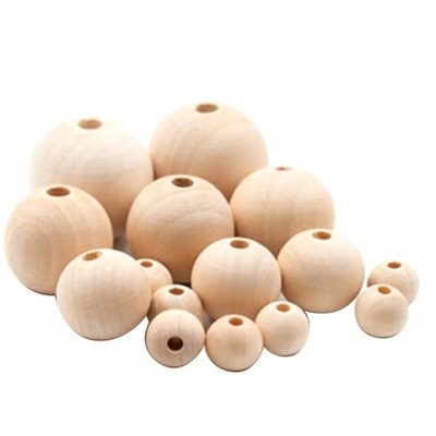 50 sztuk koraliki drewniane okrągłe koraliki drewniane z otworem do wyrobu