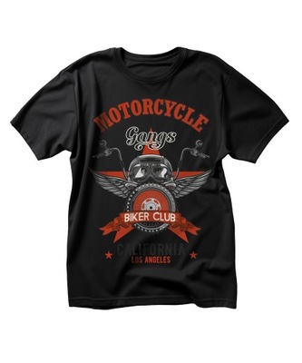 Koszulka męska czarna z nadrukiem ,,MOTORYZACJA CUSTOM MOTORCYCLES" XXL