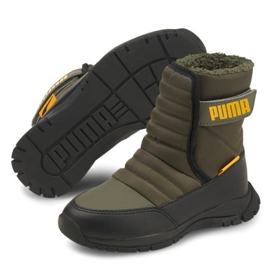 Buty zimowe śniegowce Puma Nieve Boot WTR ciepłe wysokie zielone 34,5