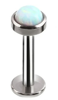 Labret kolczyk tragus cyrkonia swar opal gwint wewnętrzny 1.2/8/3mm