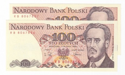 Banknot 100 zł 1988, seria RB, UNC-