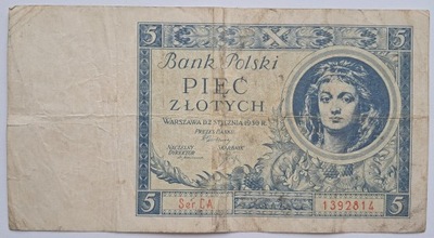 Banknot II RP 5 zł 1930 rok SERIA: CA