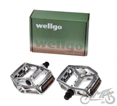 PEDAL BICICLETAS WELLGO ALUMINIO PLATAFORMA 2 PIEZAS PLATEADO  