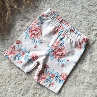 Haydi krótkie legginsy dla dziewczynki kwiaty bawełna jasny róż: 80