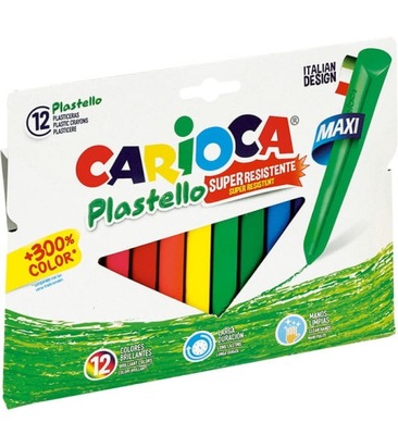 Nowoczesne kredki świecowe CARIOCA Plastello Jumbo 12kol niebrudzące