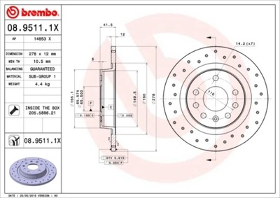 DISCO DE FRENADO BREMBO XTRA LINE 08.9511.1X  