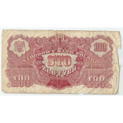 100 zł 1944, seria RD 205906, stan 5, "obowiązkowe"