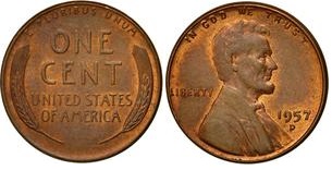 1 cent USA (1957) - A. Lincoln Mennica Denver