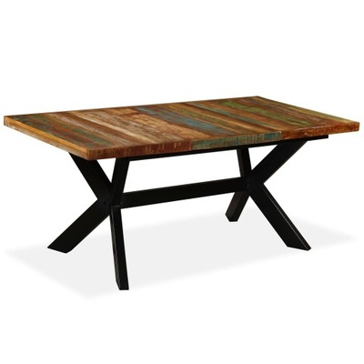 Stół jadalniany, drewno odzyskane, stalowe nogi