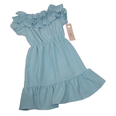 Sukienka błękitna z falbanami 110-116 cm 6 lat