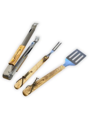 ZESTAW 3SZT AKCESORIÓW DO GRILLA UCHWYTY DREWNIANE