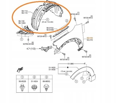 Mazda оригінальний номер підкрилок перед ліва mazda cx30 dm фото №1