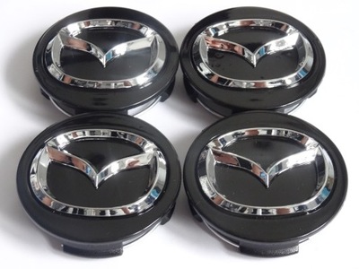 4 X DEKLE TAPACUBOS EMBLEMATY PARA DISCOS MAZDA 57 MM 3D NEGRAS  