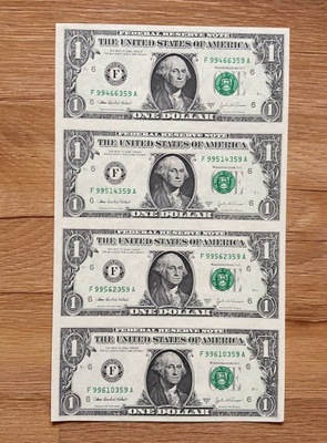 Arkusz Banknotów USA $1 Dolar 2003