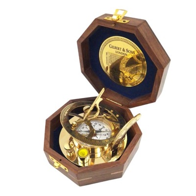 Ekskluzywny Kompas Magnetyczny Mosiężny w pudełku drewnianym