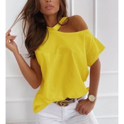 long sleeve t-shirt Letnia bawełniana żółta koszul
