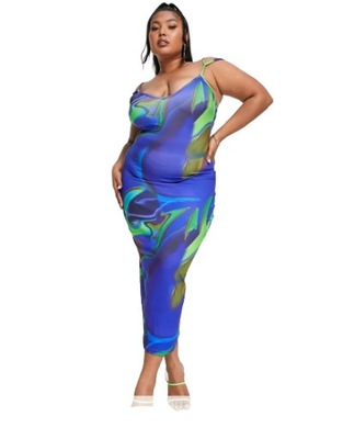 SUKIENKA DAMSKA NIEBIESKA PLUS SIZE MAXI 46 XMV