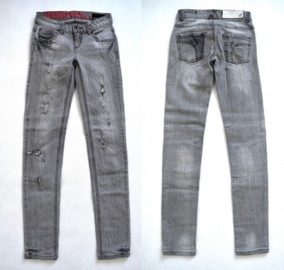 OUTFITTERS szare spodnie rurki jeans z dziurami 34