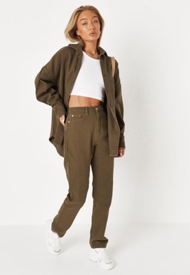 SPODNIE JEANS KHAKI PROSTE MISSGUIDED 34