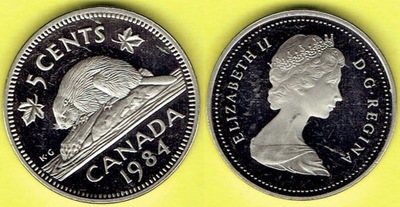 KANADA 5 CENTS 1984 r. PROOF.