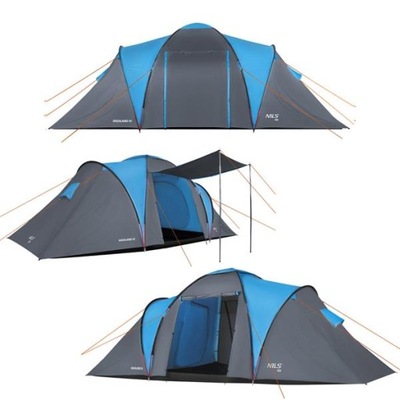 Namiot dla 4 osób turystyczny Kempingowy 2 sypialnie z moskitierami NILS