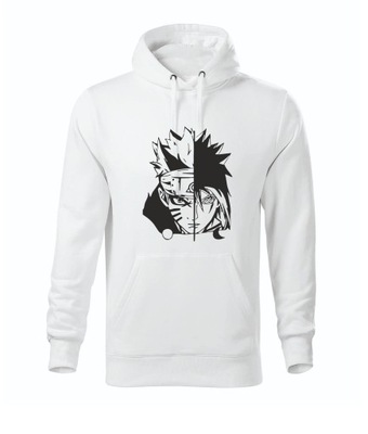 Bluza z kapturem męska D70 NARUTO ANIME biała rozm L