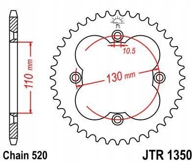 ENGRANAJE PARTE TRASERA JT 42-ZEBY TRX 450 2004-2009  