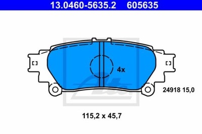 ATE 13.0460-5635.2 КОЛОДКИ ГАЛЬМІВНІ ЗАД LEXUS RX 3,5 09-15