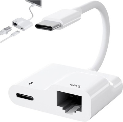 Adapter Ethernet USB C, sieć USB C do RJ45 2 w 1, USB-C adapter LAN