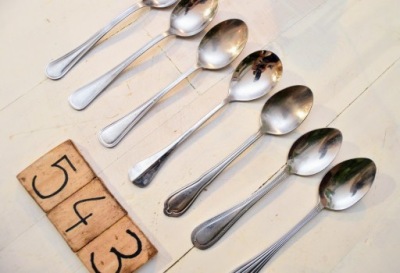 7x SZTUĆCE PRL ŁYŻKA Stal nierdzewna