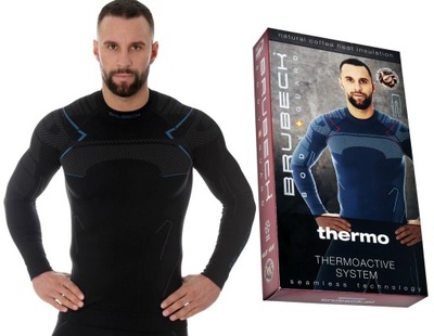 BLUZA THERMO MĘSKA BRUBECK LS13040A BLK/NIEB XL