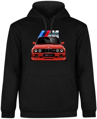 BLUZA MĘSKA Z KAPTUREM DLA FANA BMW E30 M3 STANCE M POWER CZARNA R-L A98