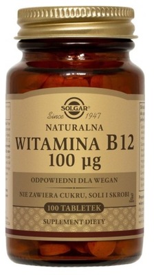 SOLGAR Witamina B12 naturalna 100 µg 100 tabl.