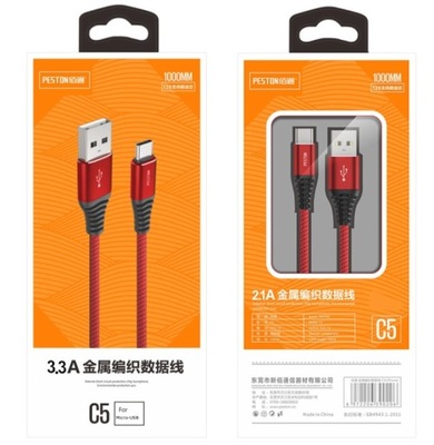 KABEL PESTON QUICK CHARGE NYLON 3.3 A MICRO-USB