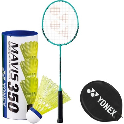 YONEX RAKIETA BADMINTONOWA rakieta do badmintona B4000 ALU MINT + LOTKI x3