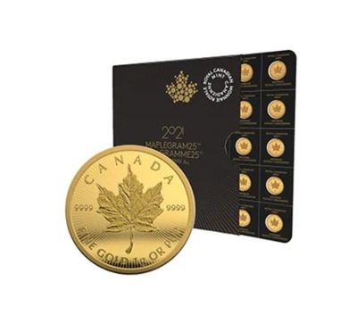 MAPLEGRAM Kanadyjski Liść Klonowy 25x1 g złota - 25 monet złota próby 9999