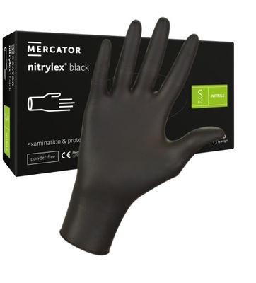 Rękawiczki NITRYLOWE S czarne 100 szt