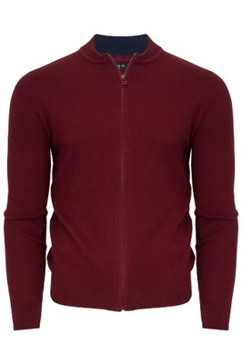 M&M ľahký pánsky sveter kardigan rozopínateľný zips bordó veľ.. L