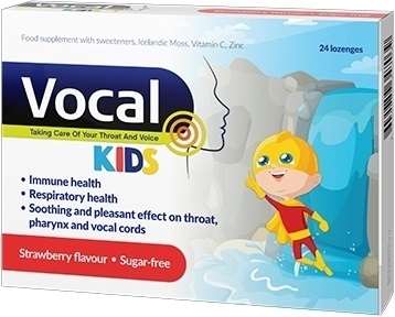 Vocal Kids na gardło dla dzieci truskawka 24 szt.