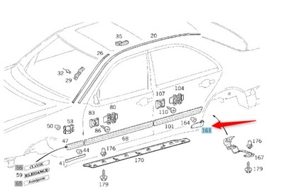 Прокладка поріг do mercedesa e klasa w210 задня лівий фото №1