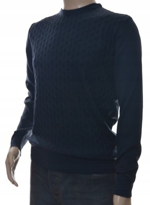 Sweter sweterek męski z kaszmiru i wełny merynosów XL granatowy 540
