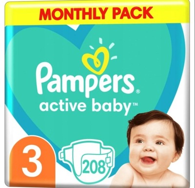 PIELUCHY PAMPERS ACTIVE BABY ROZM. 3 MEGABOX 208 SZT