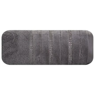 Ręcznik z welurową bordiurą popielaty 50x90