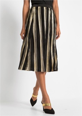 3B3D21 BONPRIX SPÓDNICA PLISOWANA CZARNO-ZŁOTA 36/38